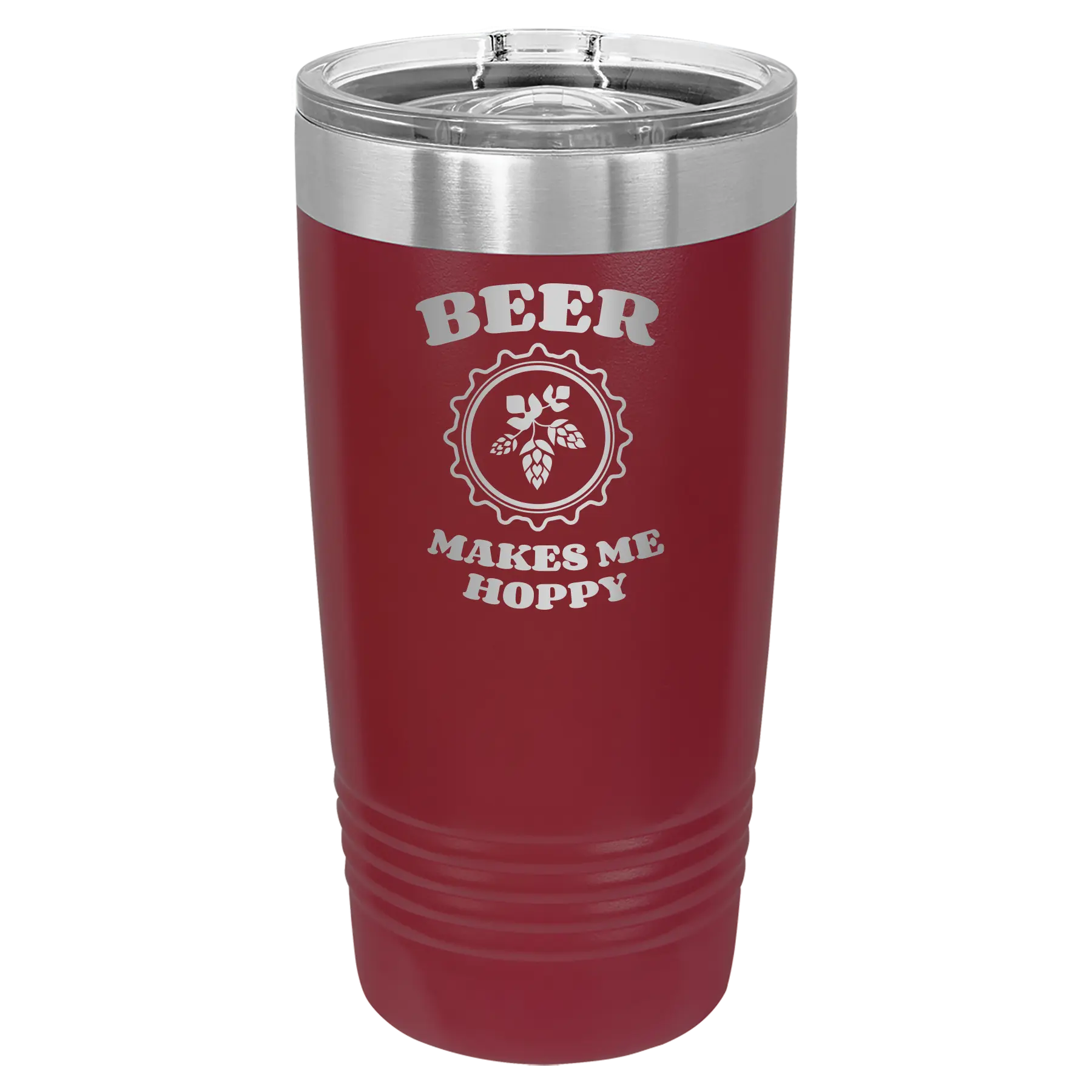 Beer Makes Me Hoppy 20 oz Tumbler | Maroon