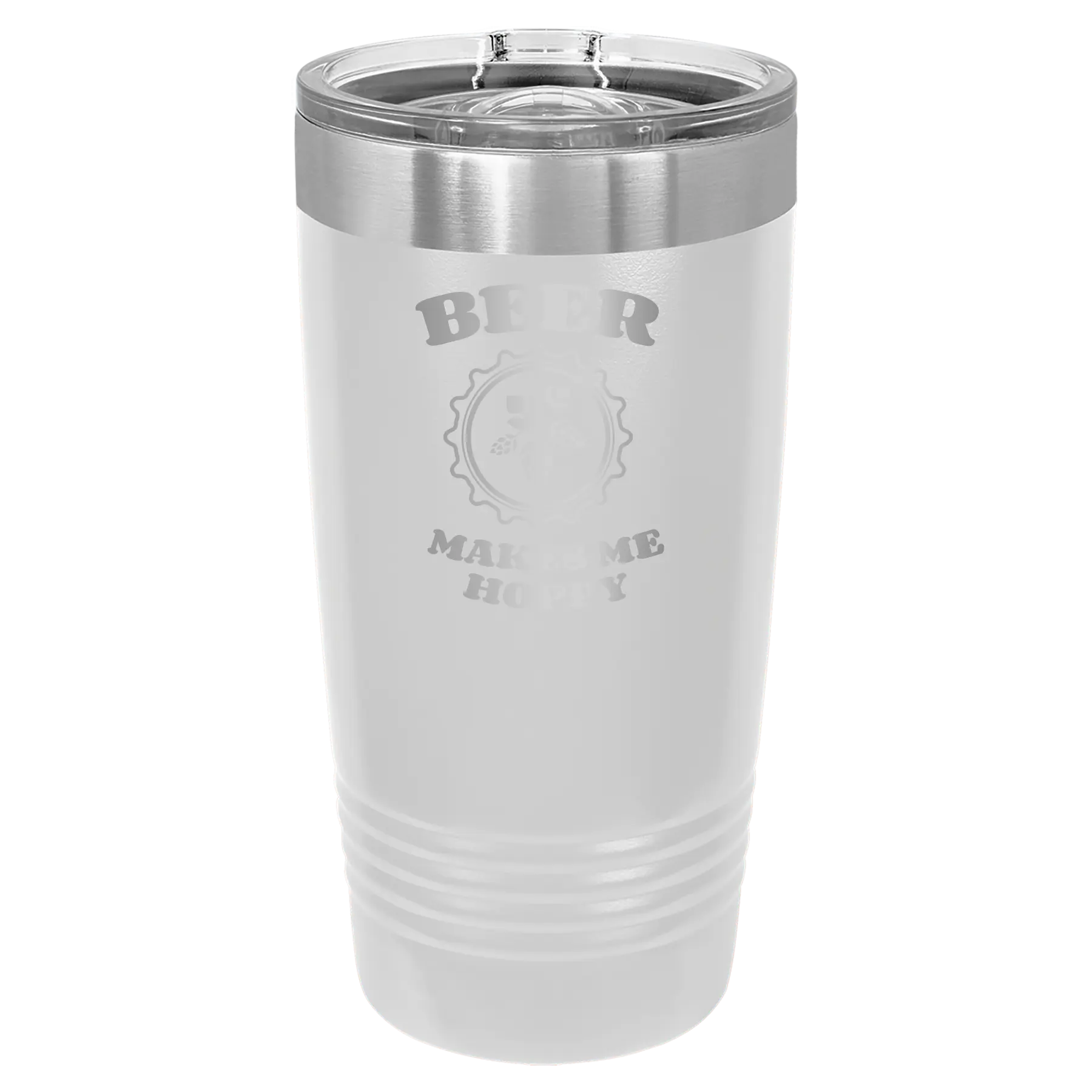Beer Makes Me Hoppy 20 oz Tumbler | White