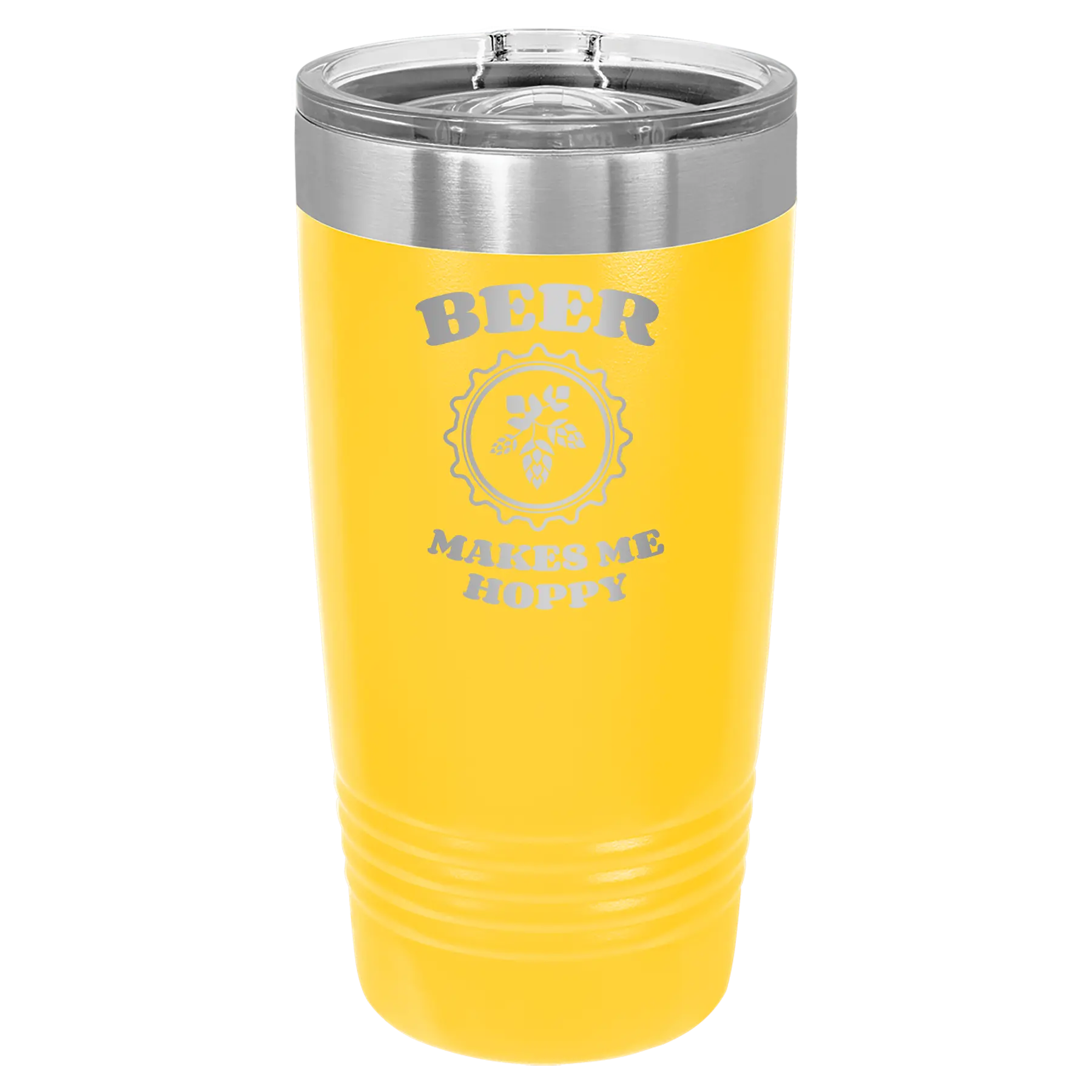 Beer Makes Me Hoppy 20 oz Tumbler | Yellow